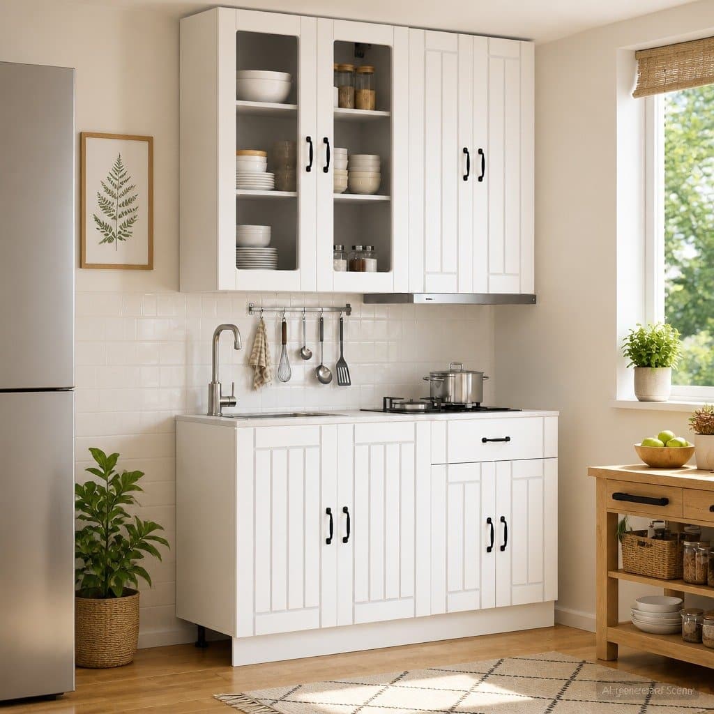 LUCCA 4-Piece White Engineered Wood Kitchen Storage Unit