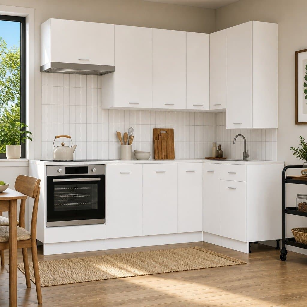 8 Piece White Modern Kitchen Storage Cabinet