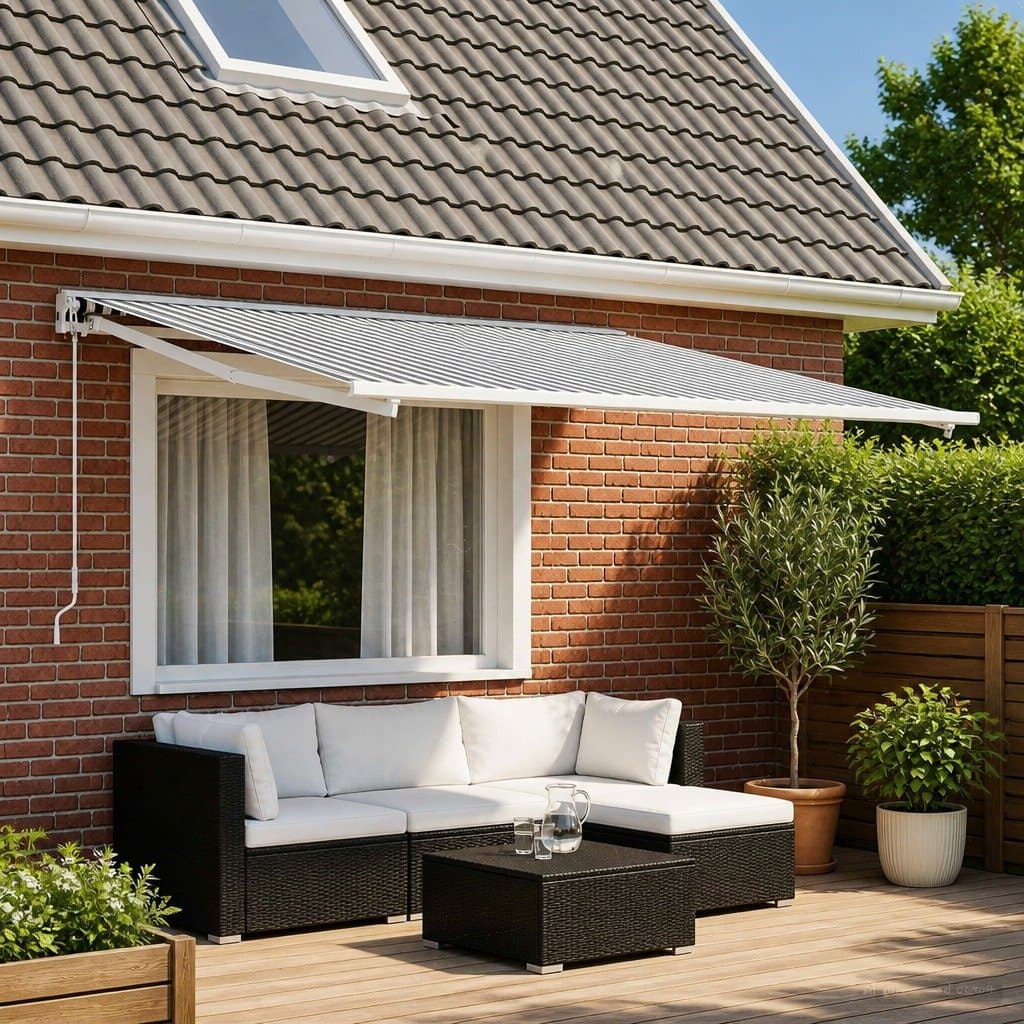 Awning Replacement Fabric in Anthracite White 300 x 250 cm
