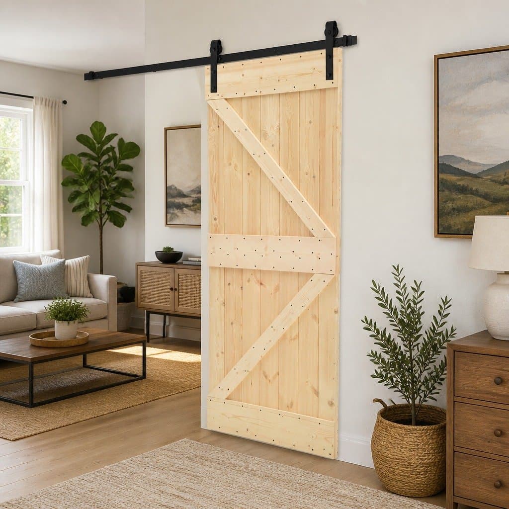 Sliding Door 80 x 210 cm in Solid Pine Wood