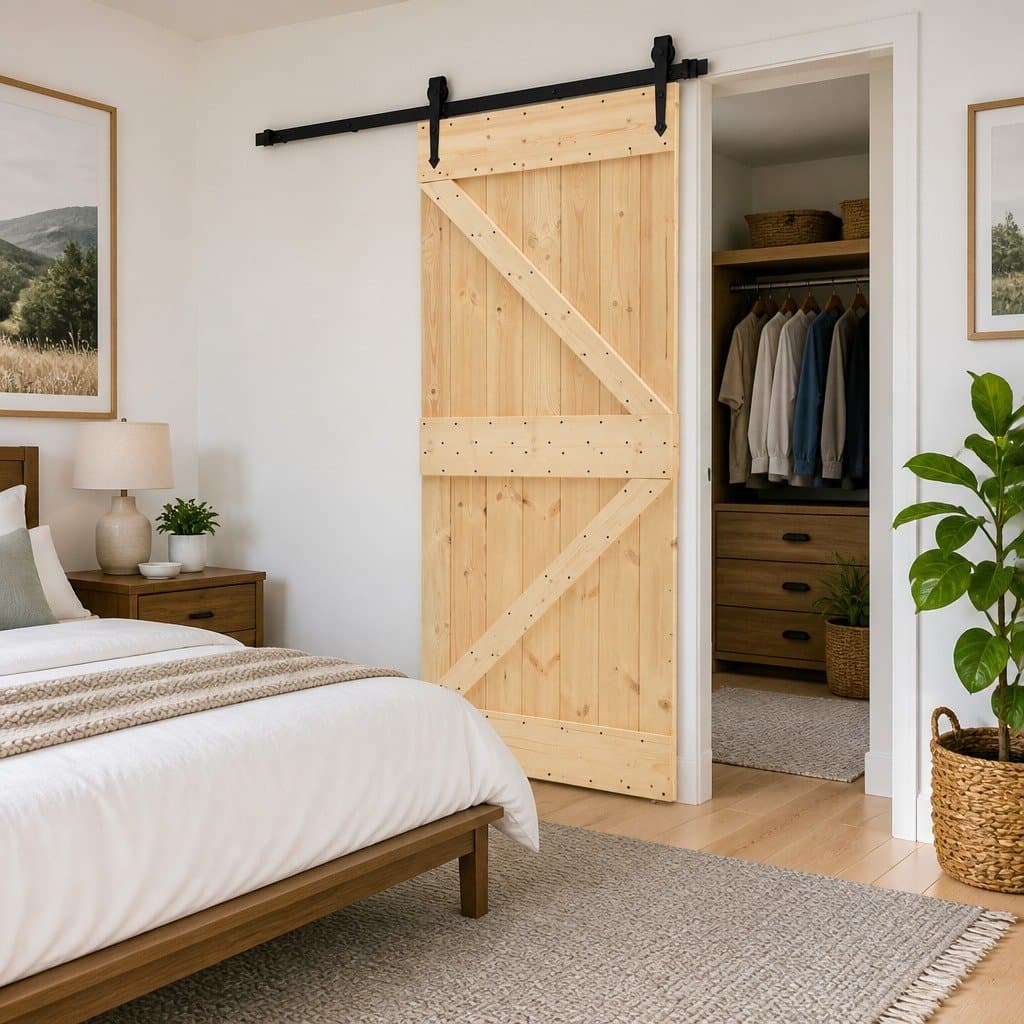 Solid Pine Wood Modern Sliding Door for Interiors 100 x 210 cm