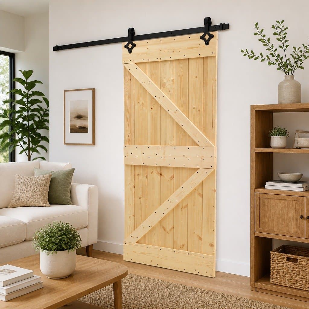 Solid Pine Wood Sliding Door 100 x 210 cm