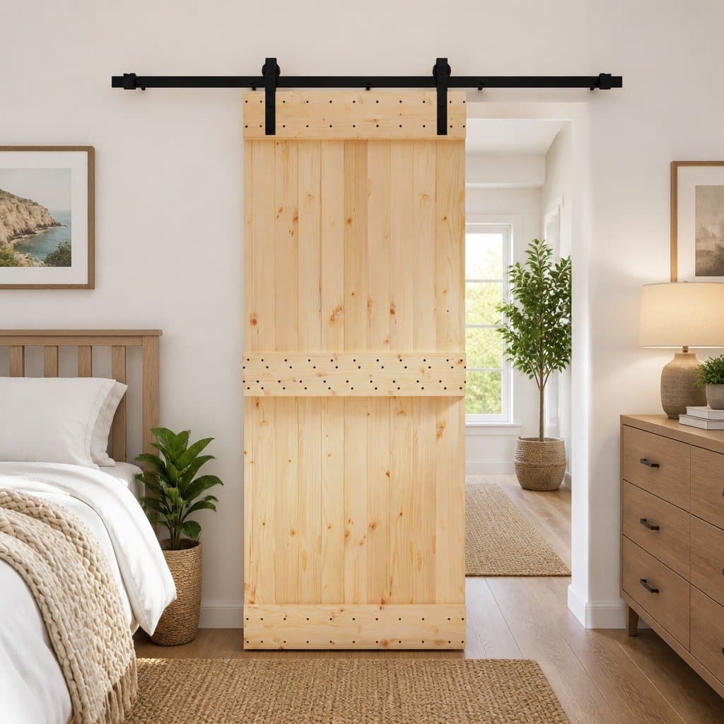 Solid Pine Wood Modern Sliding Door 85 x 210 cm