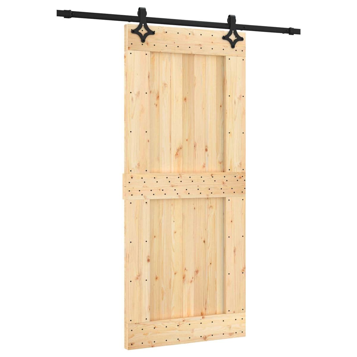 Sliding Door Solid Pine Wood Natural Brown 90 x 210 cm Modern Interior Room