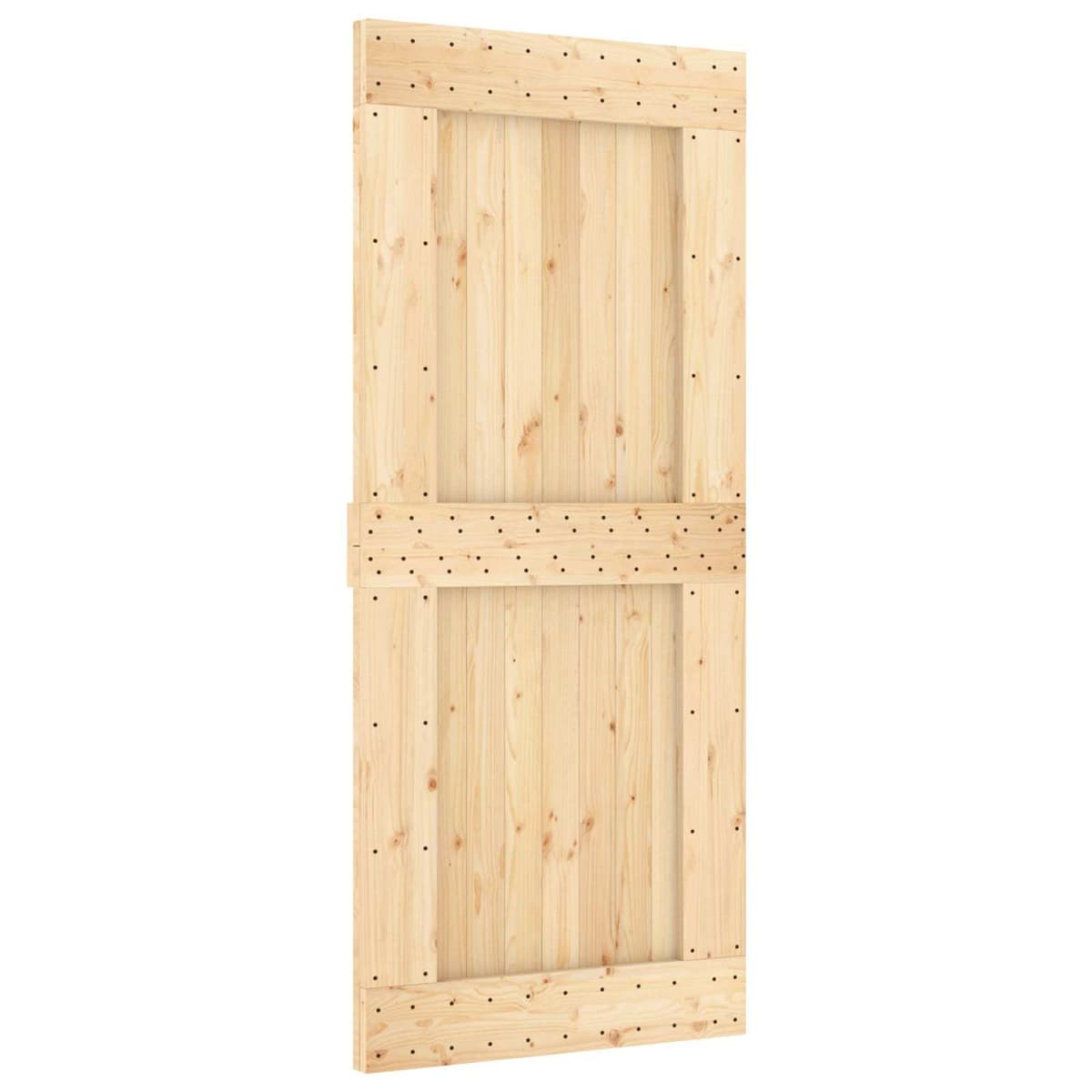 Sliding Door Solid Pine Wood Natural Brown 90 x 210 cm Modern Interior Room