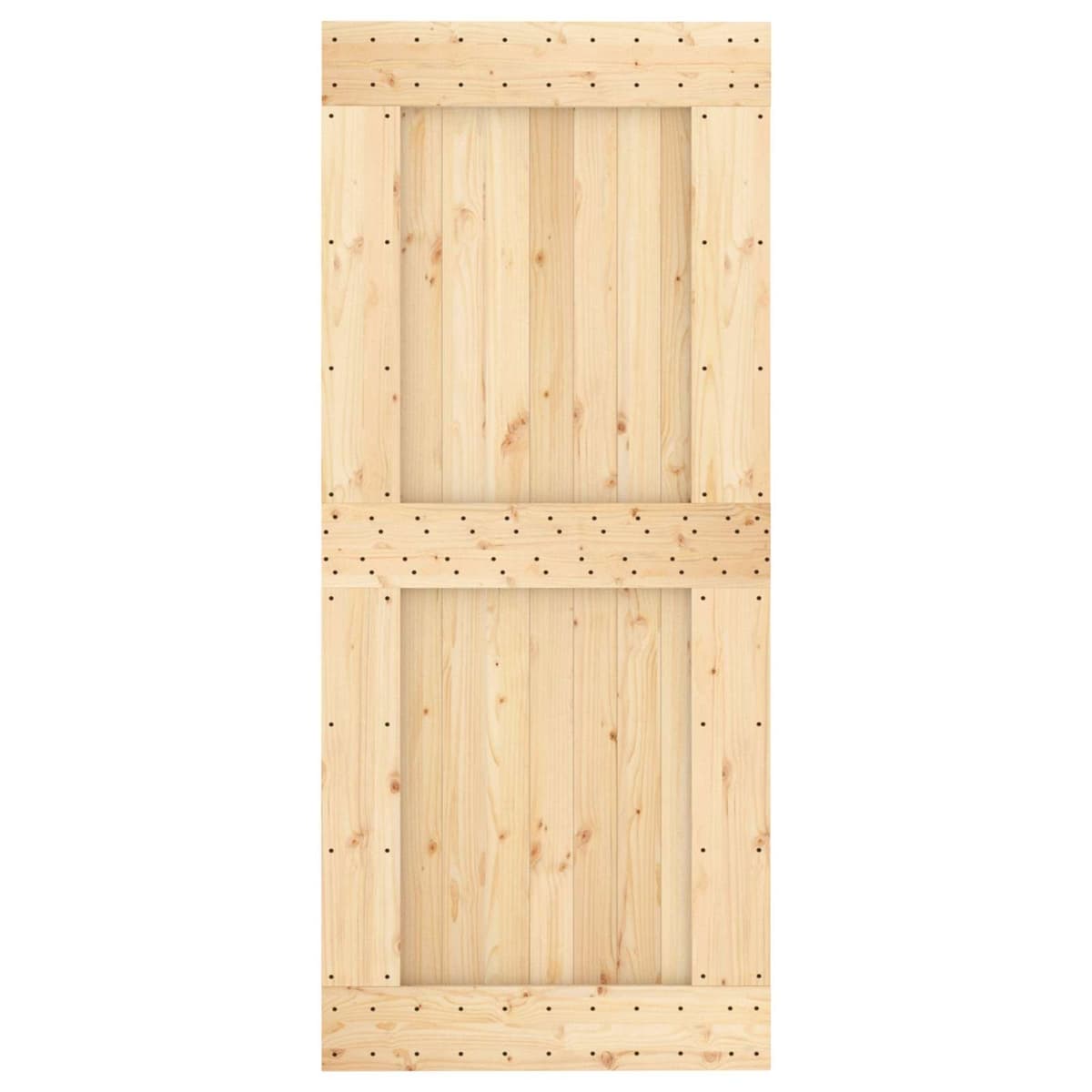Sliding Door Solid Pine Wood Natural Brown 90 x 210 cm Modern Interior Room