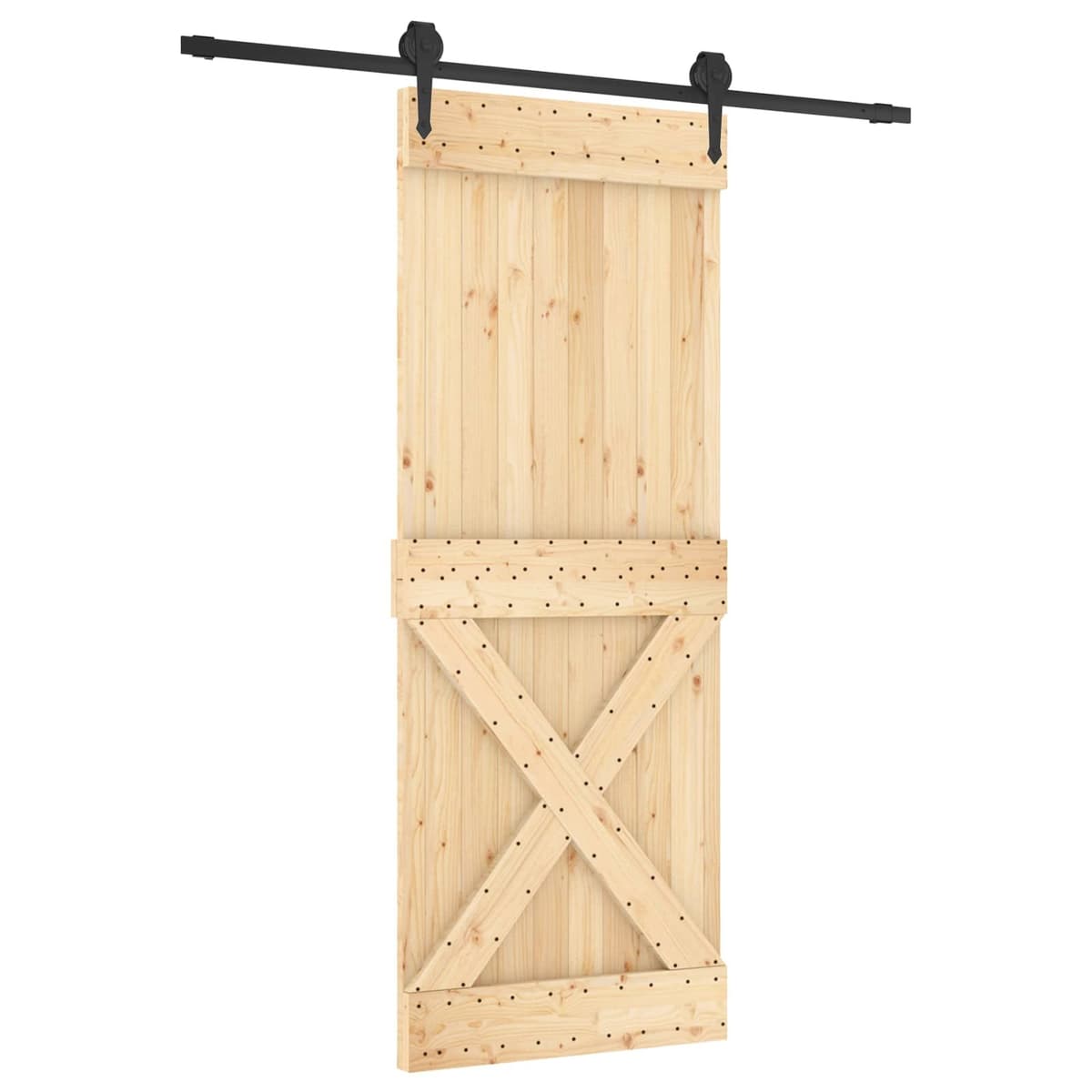 Solid Pine Wood Sliding Door with Durable Steel Track