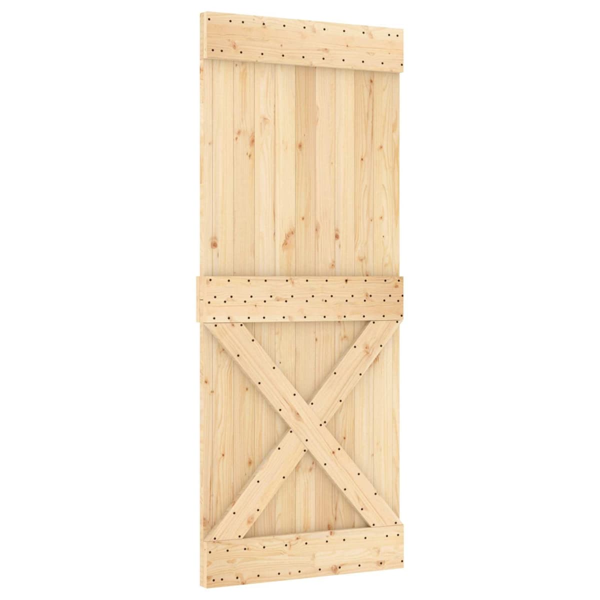 Solid Pine Wood Sliding Door with Durable Steel Track