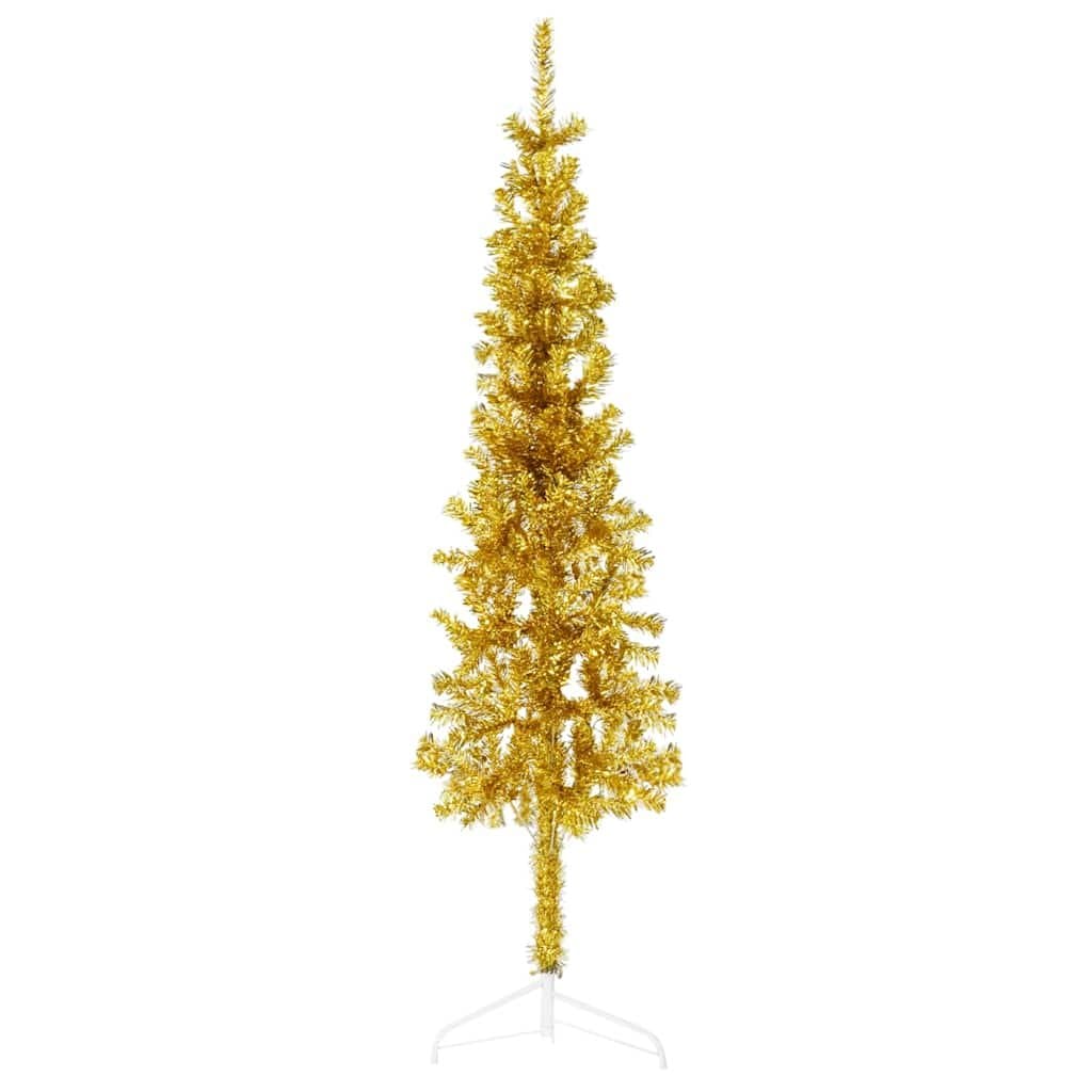 Slim Artificial Half Christmas Tree 150cm Gold