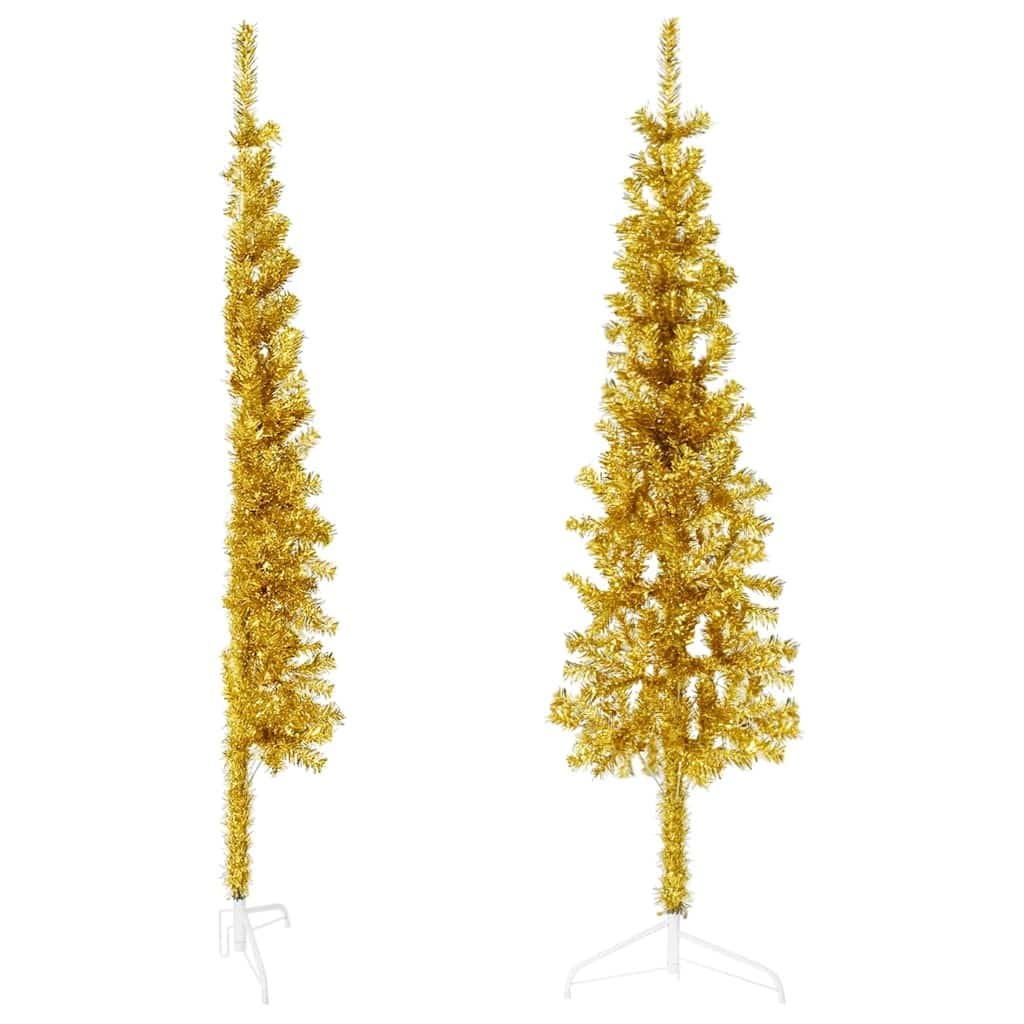 Slim Artificial Half Christmas Tree 150cm Gold