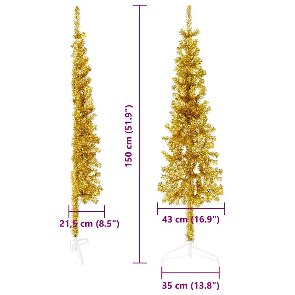 Slim Artificial Half Christmas Tree 150cm Gold