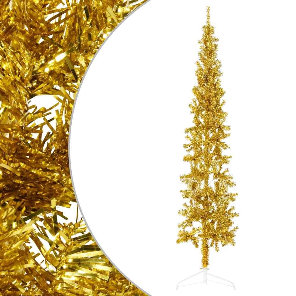 Slim Half Christmas Tree with Stand 240cm Gold