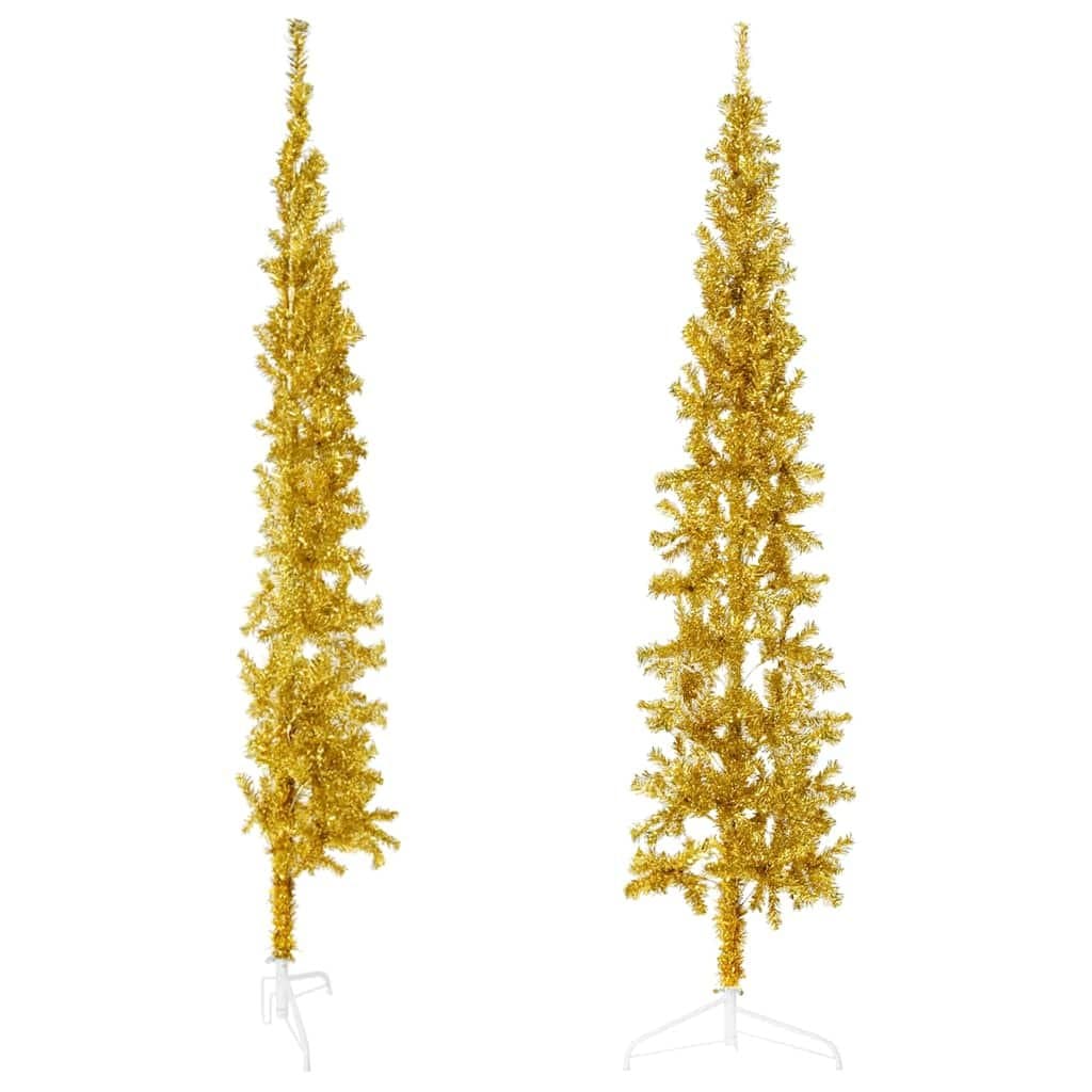 Slim Half Christmas Tree with Stand 240cm Gold