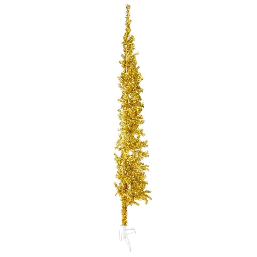 Slim Half Christmas Tree with Stand 240cm Gold