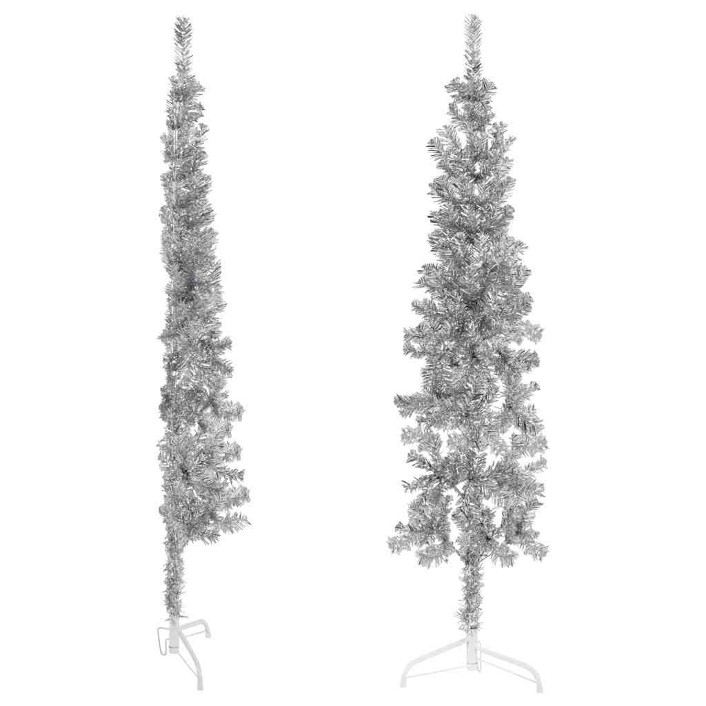 Slim Artificial Half Christmas Tree 180 cm Silver