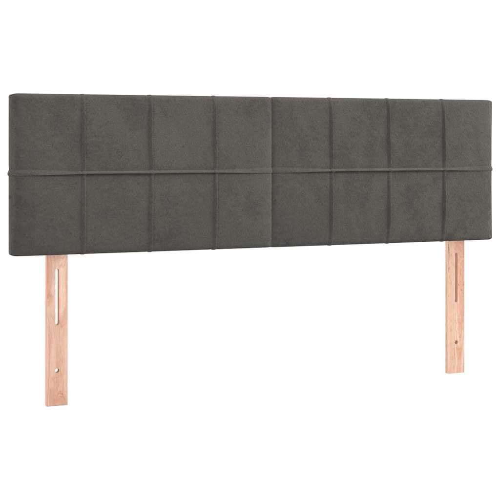 Grey Velvet Headboard with Wooden Legs
