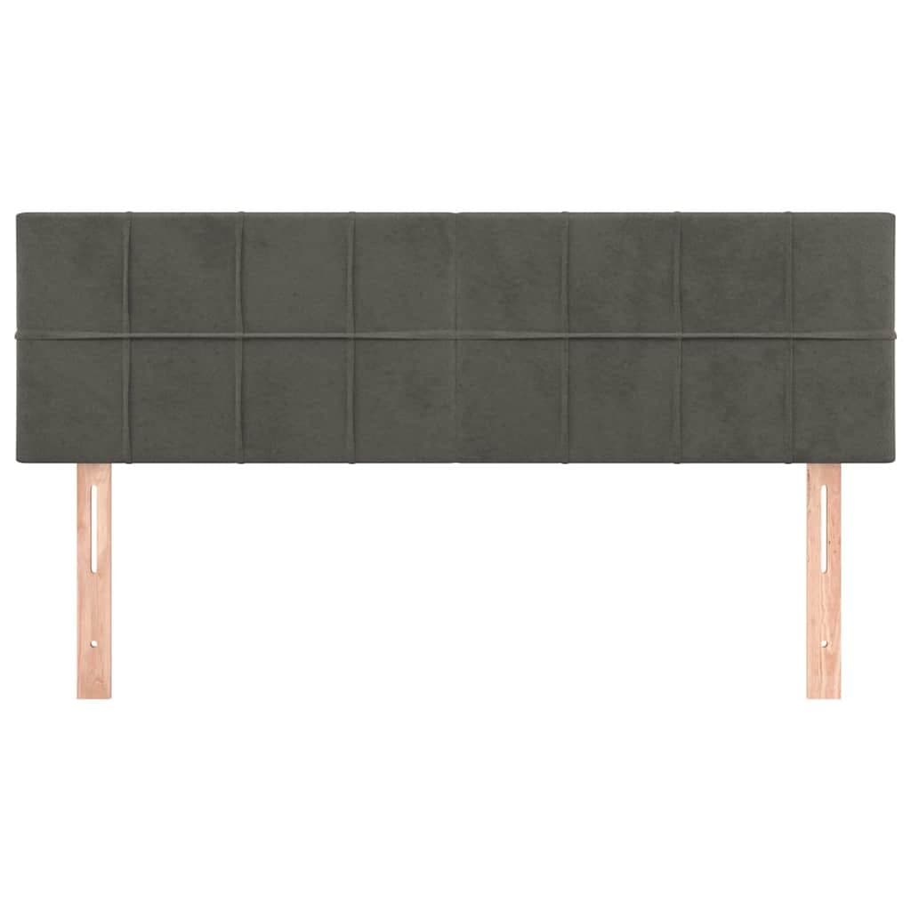 Grey Velvet Headboard with Wooden Legs