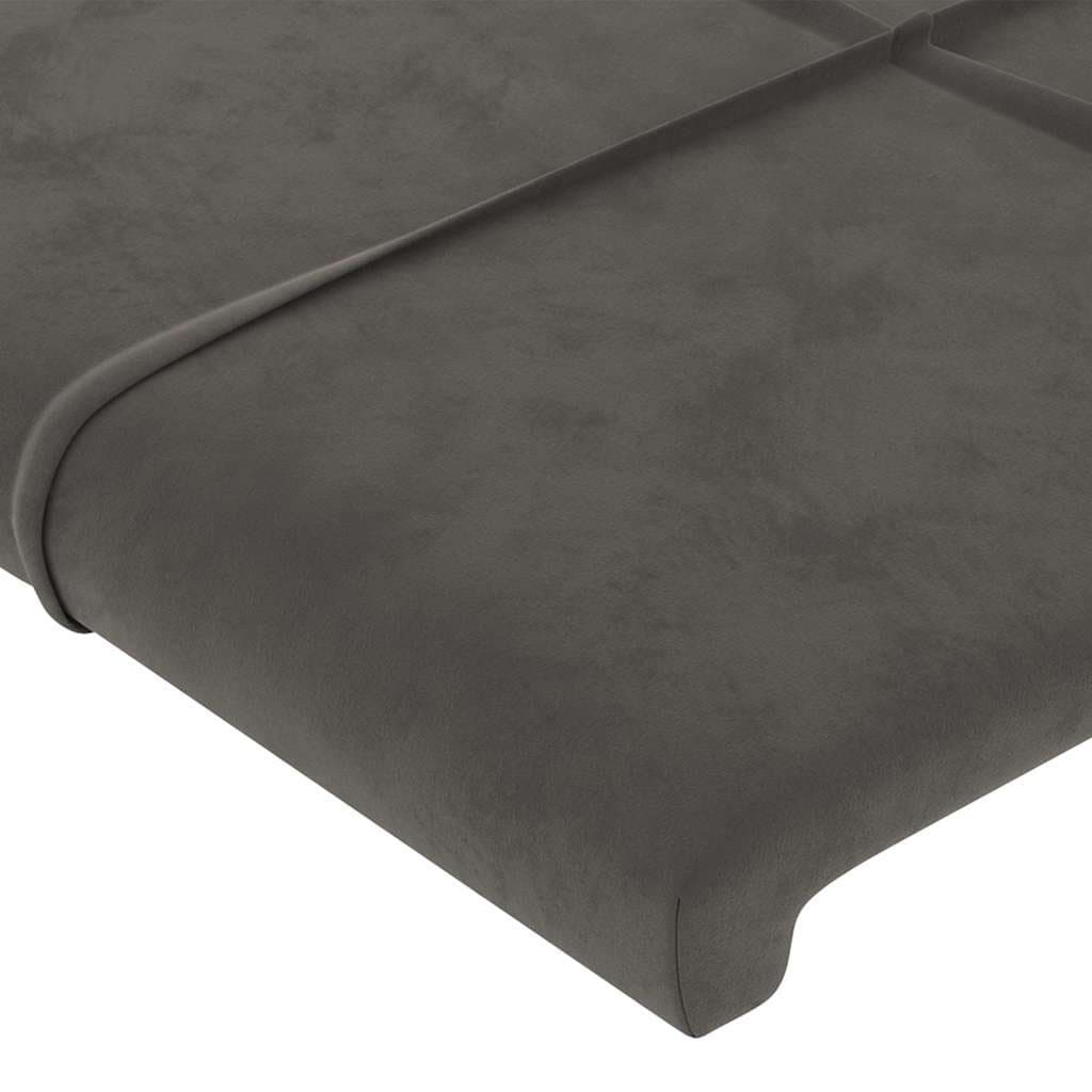 Grey Velvet Headboard with Wooden Legs