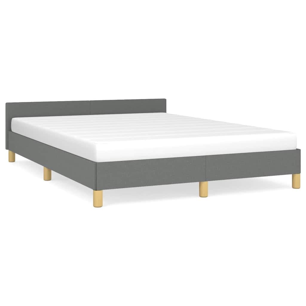 Grey Fabric Queen Bed Frame with Upholstered Headboard