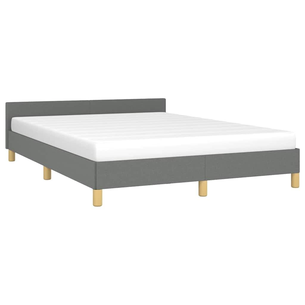 Grey Fabric Queen Bed Frame with Upholstered Headboard