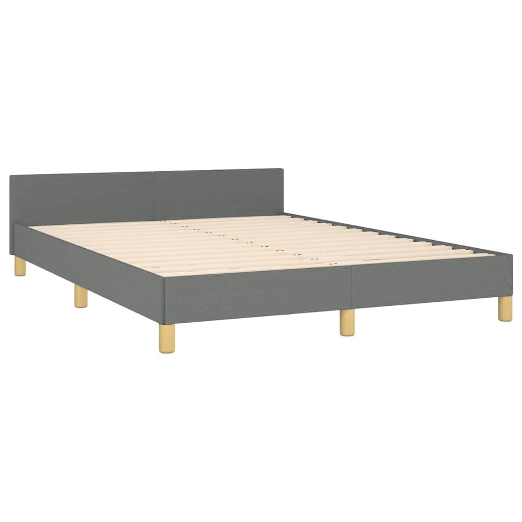 Grey Fabric Queen Bed Frame with Upholstered Headboard