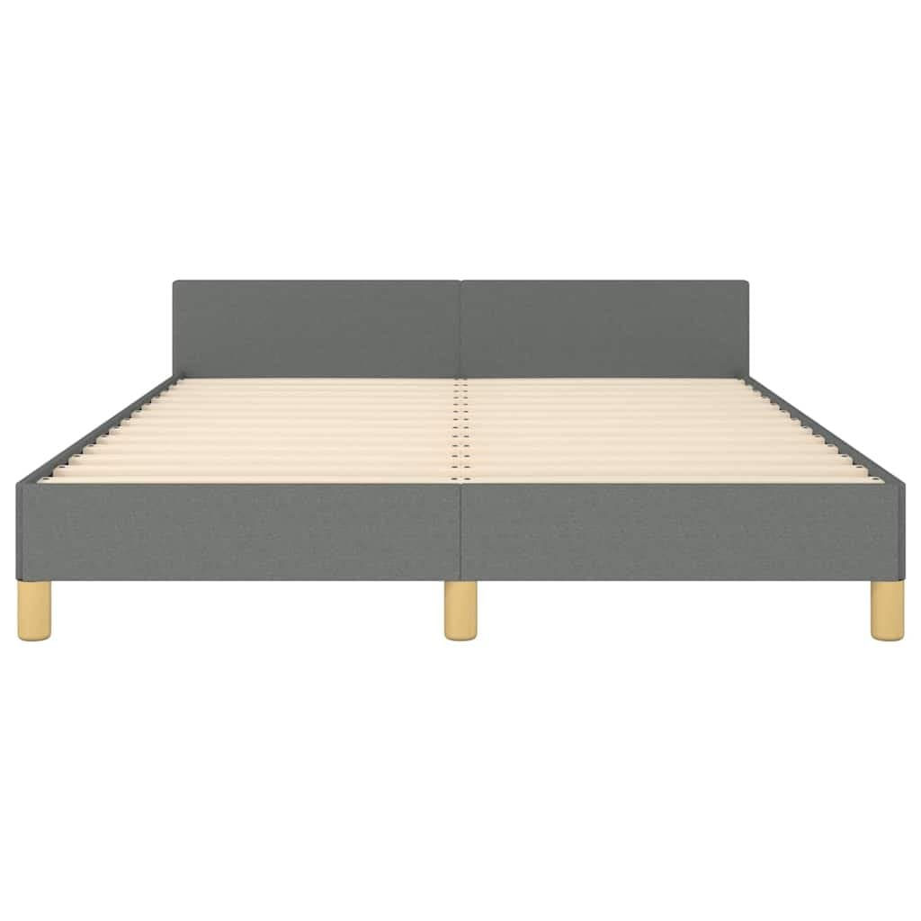 Grey Fabric Queen Bed Frame with Upholstered Headboard
