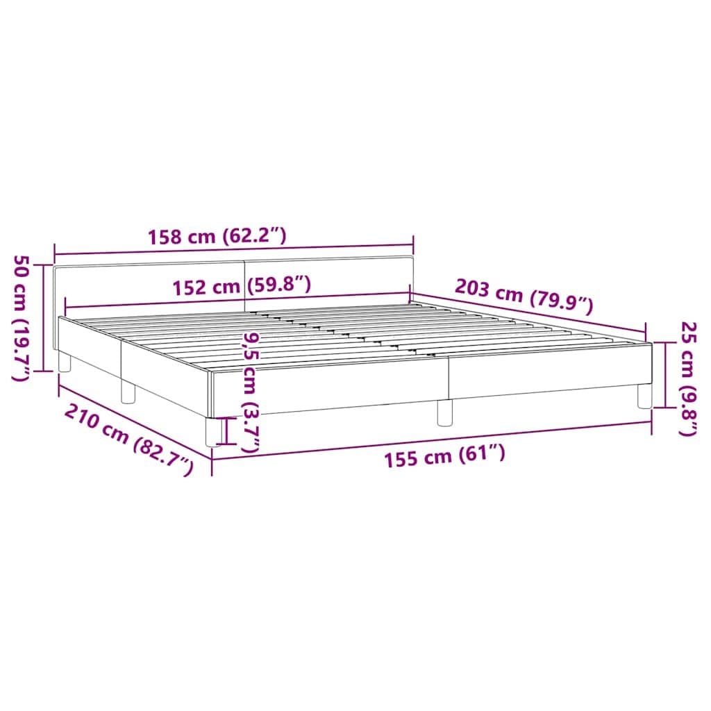 Grey Fabric Queen Bed Frame with Upholstered Headboard