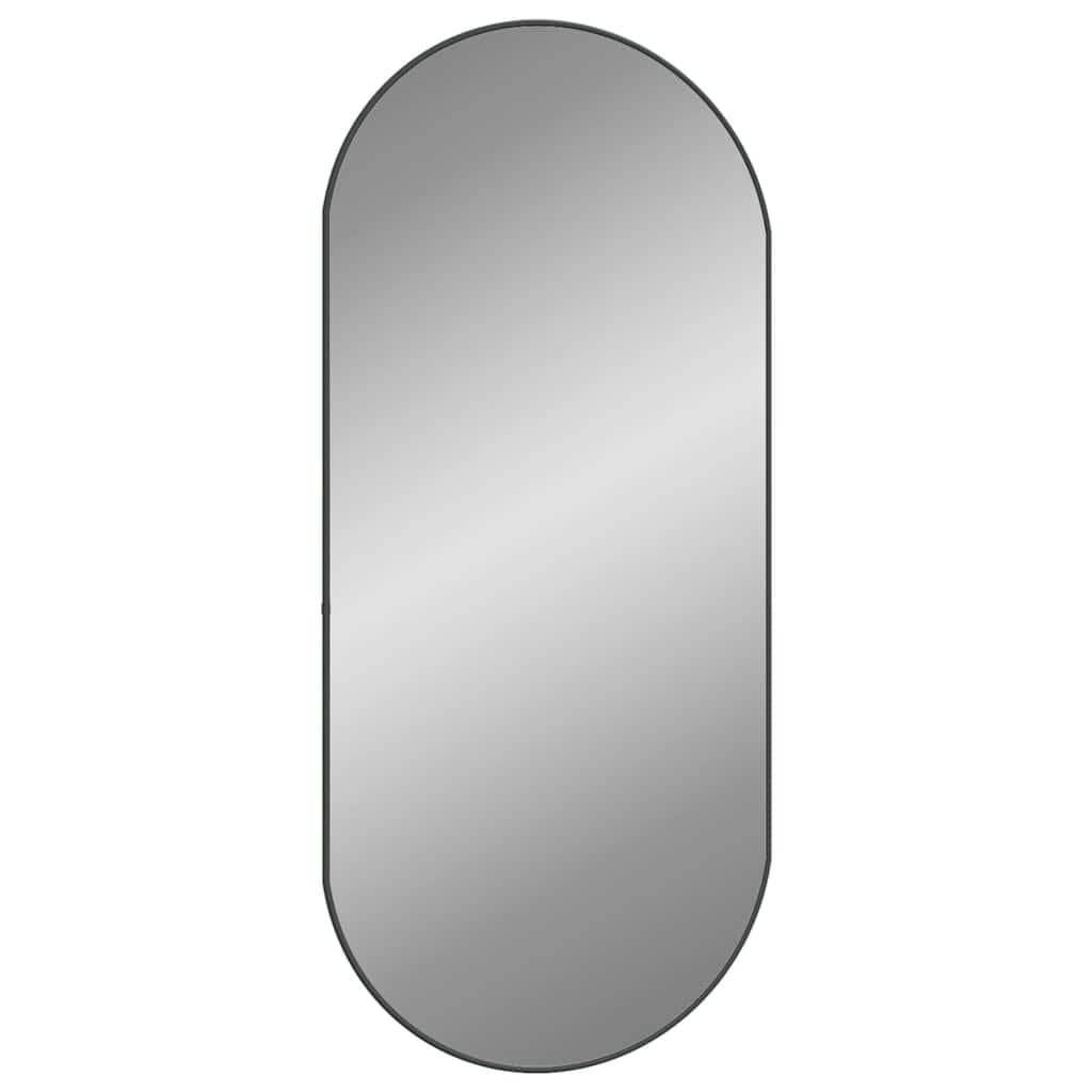 Oval Wall Mirror Black 100x45 cm Glass PVC Frame Vanity Bedroom Bathroom Decor