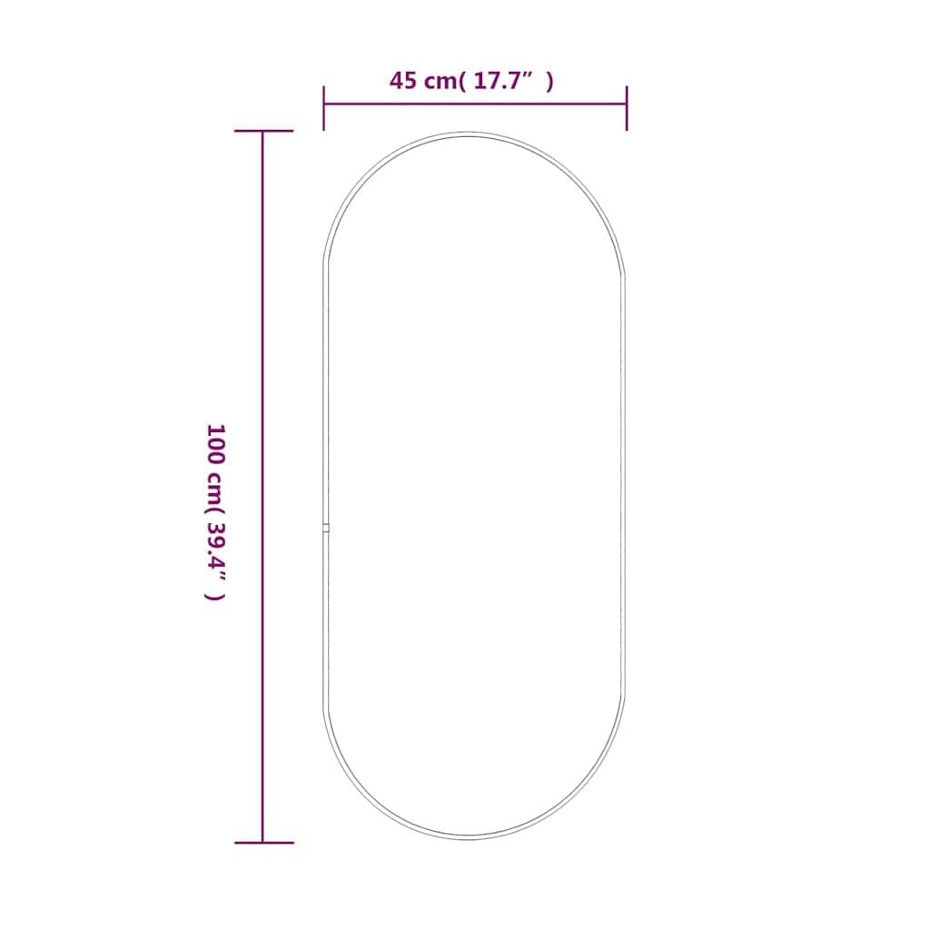 Oval Wall Mirror Black 100x45 cm Glass PVC Frame Vanity Bedroom Bathroom Decor