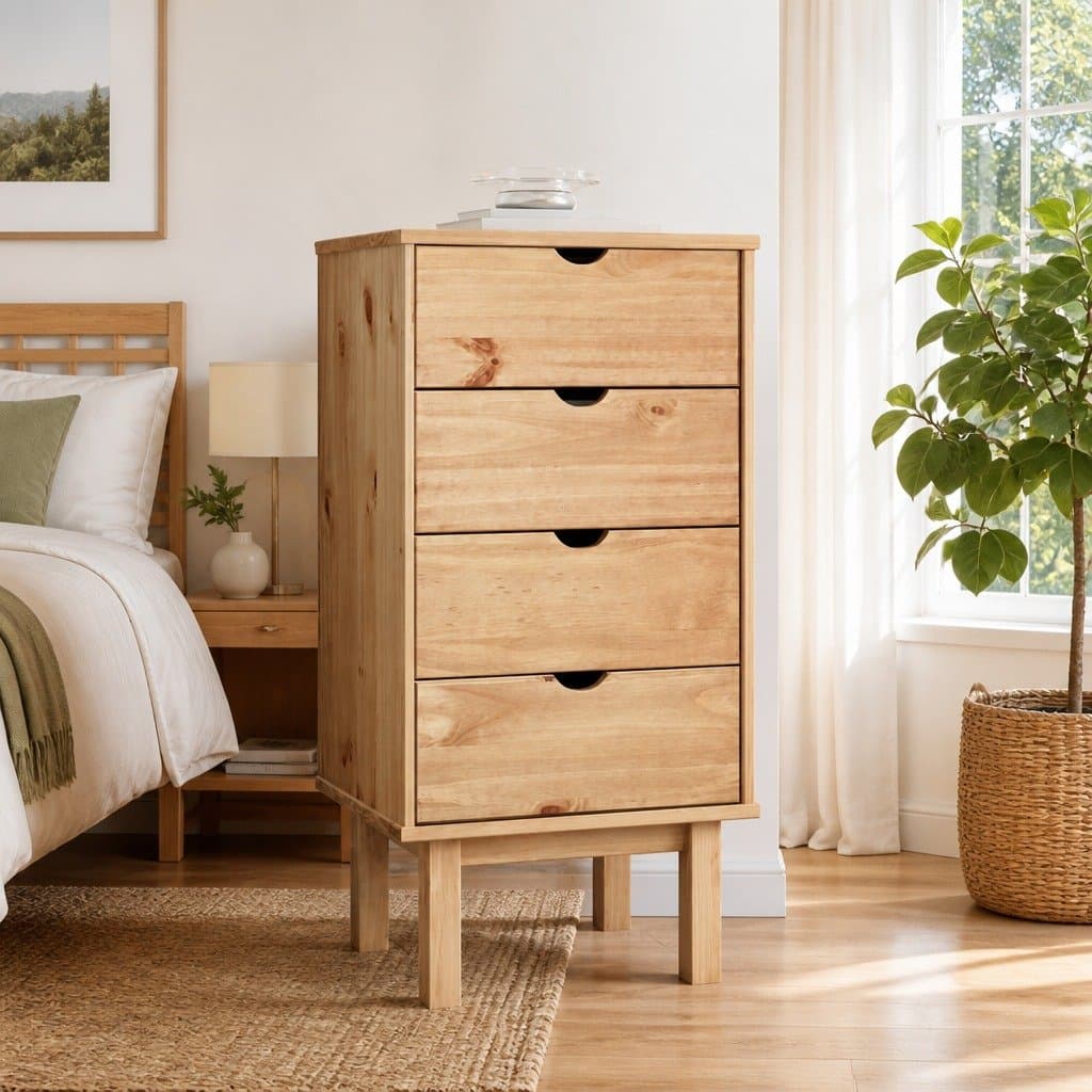 Drawer Cabinet 45x39x90cm Solid Pine Wood Chest of Drawers 4 Drawer Storage