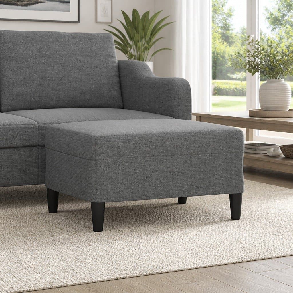Dark Grey Fabric Footstool Ottoman for Living Spaces