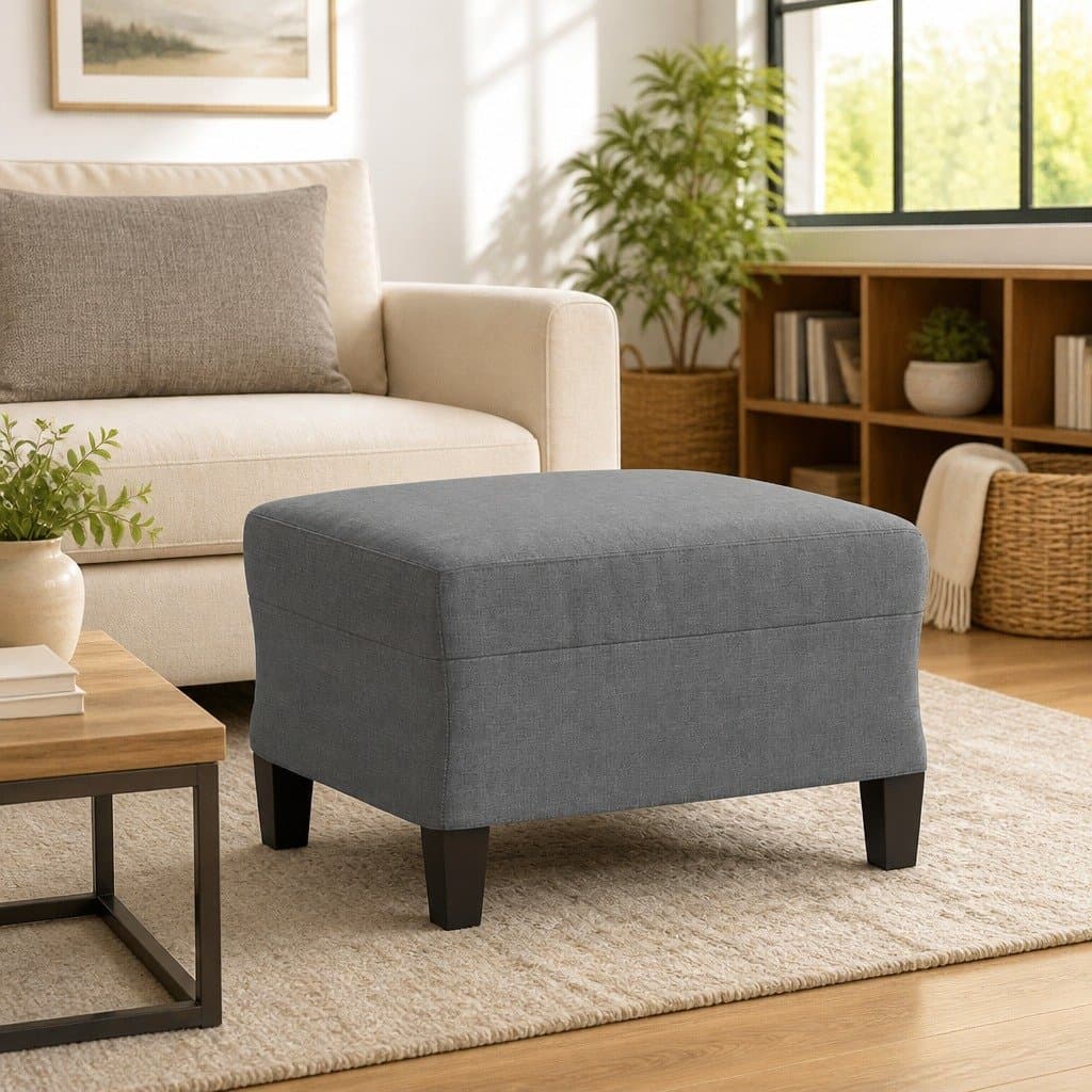 Dark Grey Footstool 60x50x41 cm for Comfort