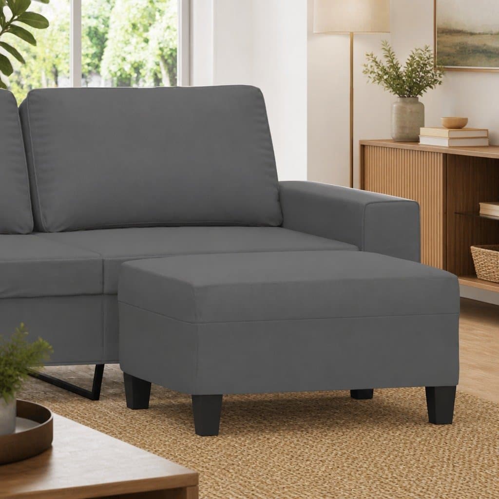 Grey Microfibre Ottoman Footstool
