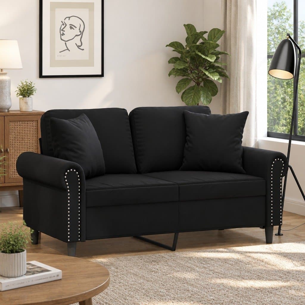 Throw Pillows 2 Pieces Black 40x40 cm Velvet Square Cushions Home Decor Sofa