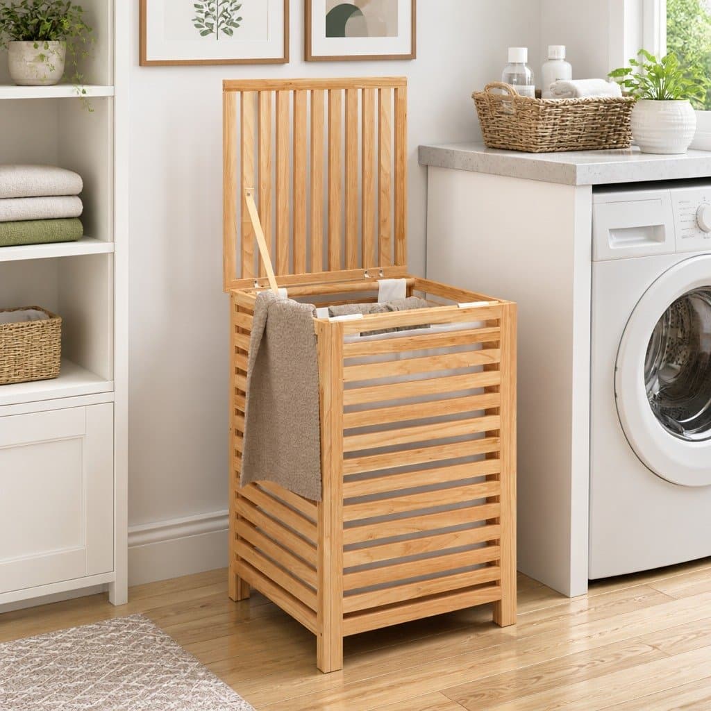 Wooden Laundry Basket with Removable Bag