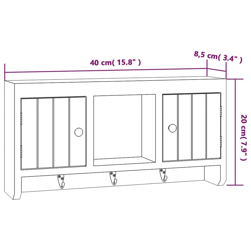 White Wall-Mounted Key Cabinet with Compartments and Hooks