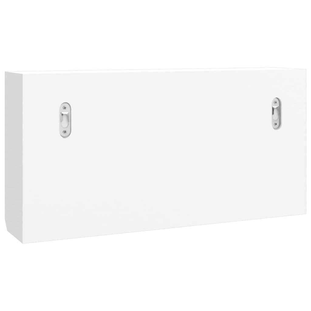 White Wall-Mounted Key Cabinet with Compartments and Hooks