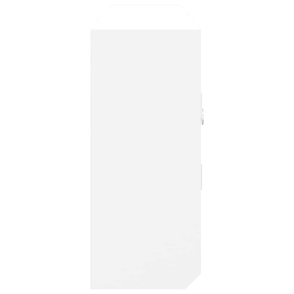 White Wall-Mounted Key Cabinet with Compartments and Hooks