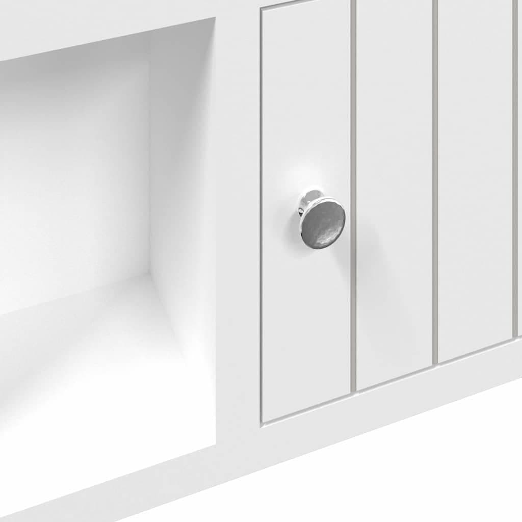 White Wall-Mounted Key Cabinet with Compartments and Hooks