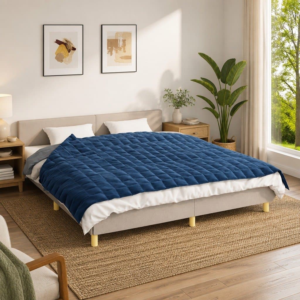 Blue Weighted Blanket 155x220 cm 11 kg Heavy Comfort