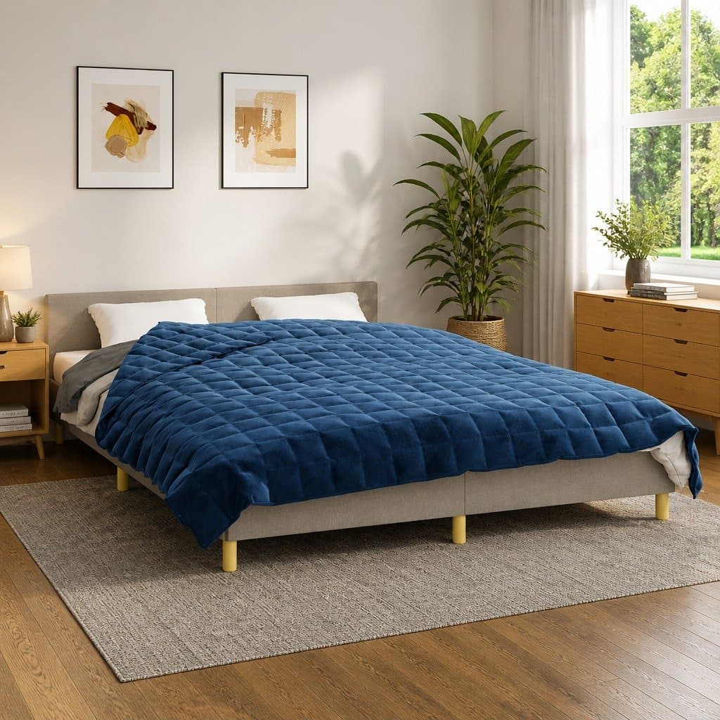 Weighted Blanket Blue 200x200 cm 13 kg Calming Sleep Pressure Therapy Bedding