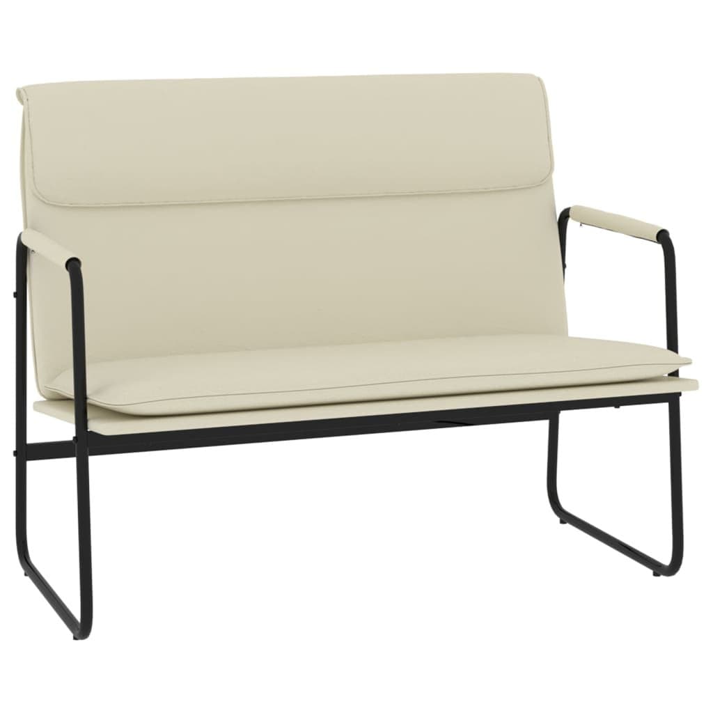 Cream Faux Leather Bench with Sturdy Metal Frame