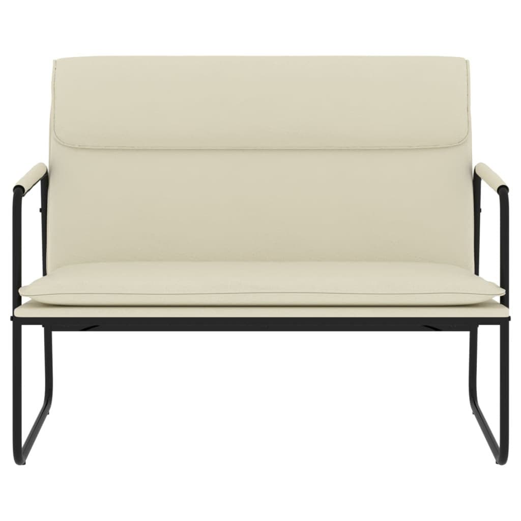Cream Faux Leather Bench with Sturdy Metal Frame
