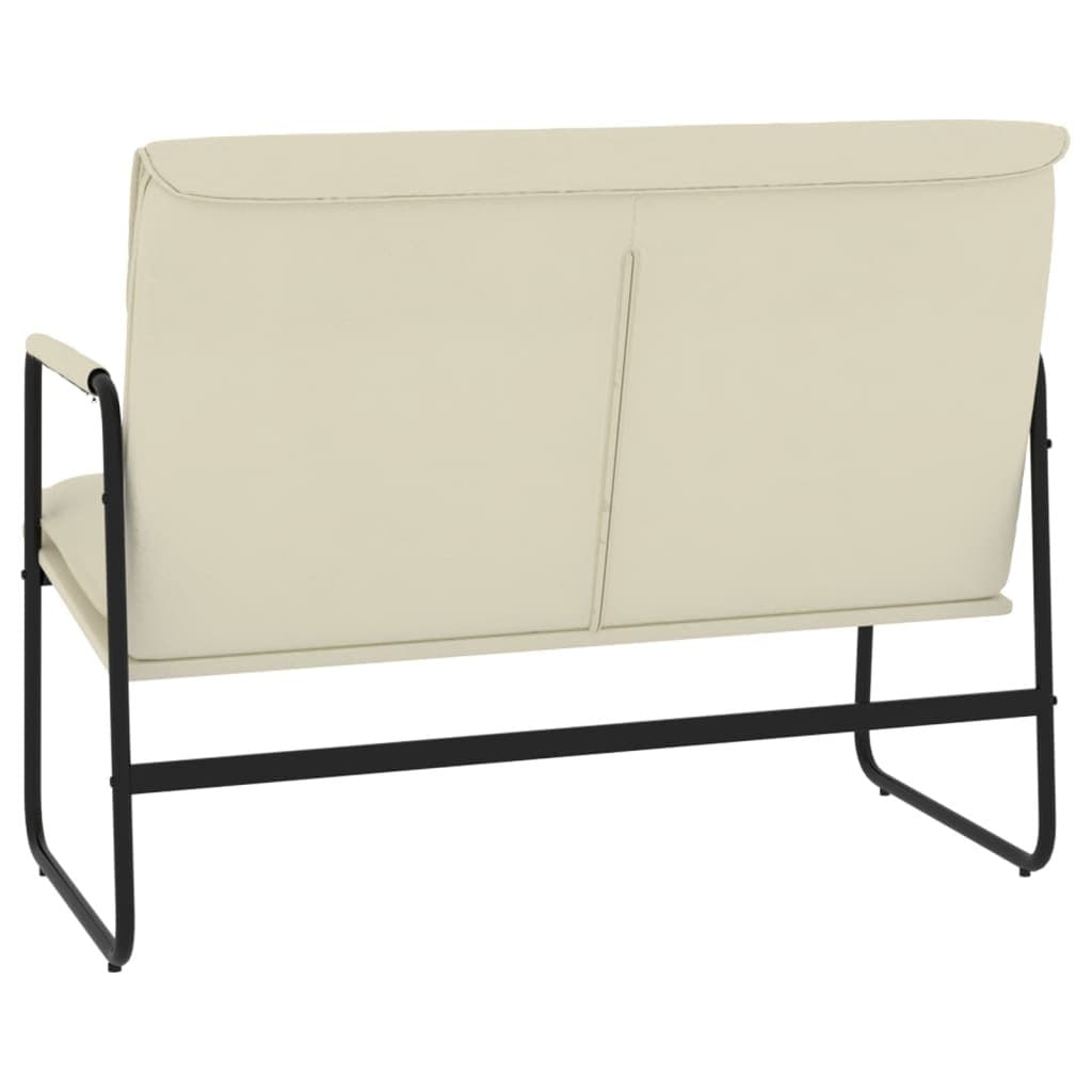 Cream Faux Leather Bench with Sturdy Metal Frame