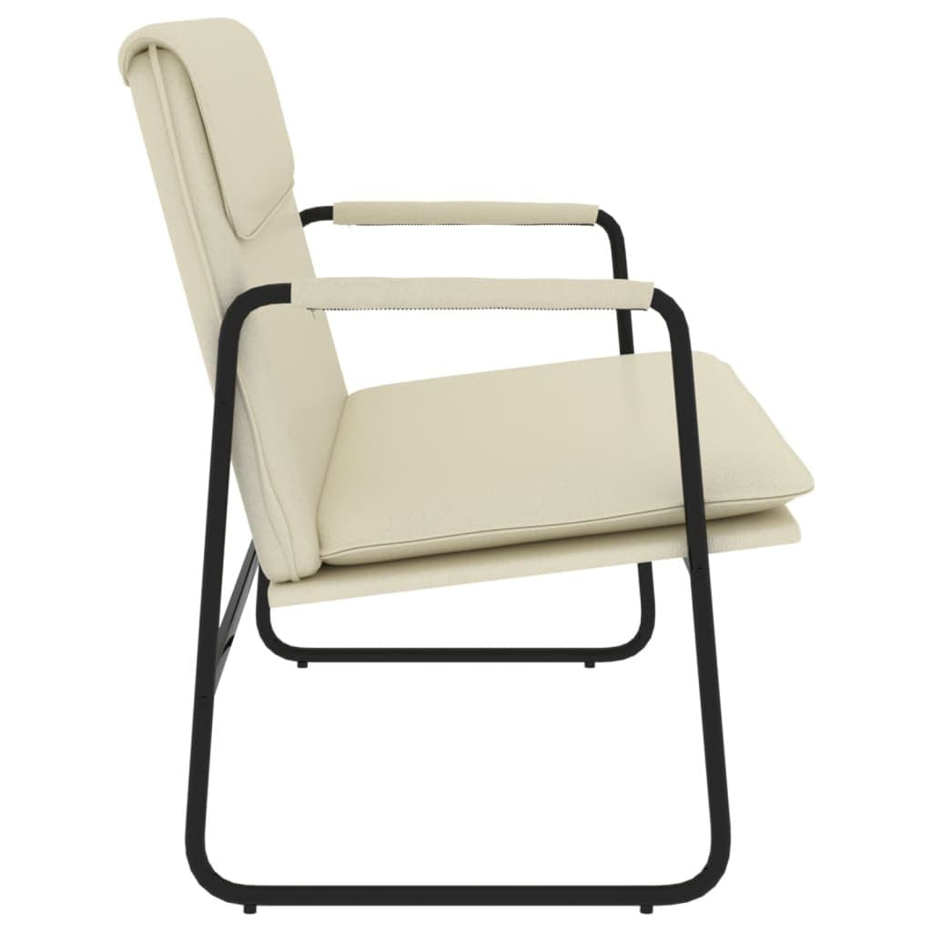 Cream Faux Leather Bench with Sturdy Metal Frame