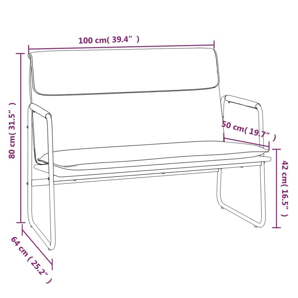 Cream Faux Leather Bench with Sturdy Metal Frame