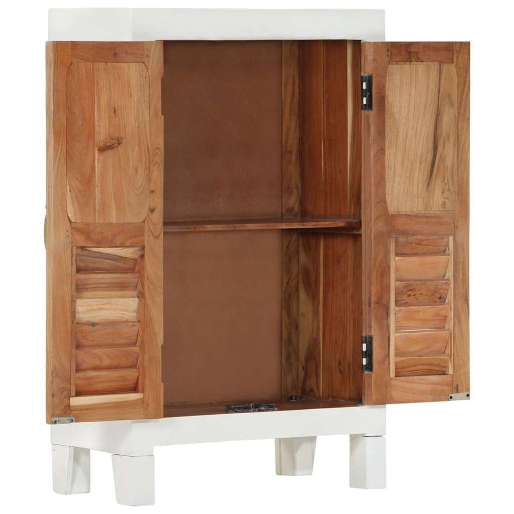 Acacia Wood Sideboard Storage Cabinet in White 55x30x90cm
