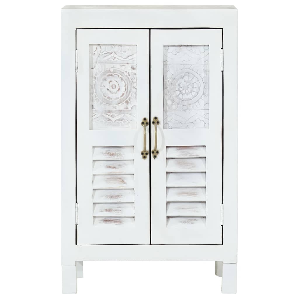 Acacia Wood Sideboard Storage Cabinet in White 55x30x90cm