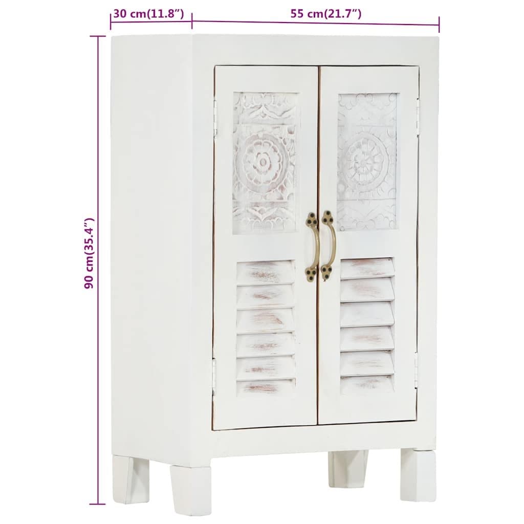 Acacia Wood Sideboard Storage Cabinet in White 55x30x90cm