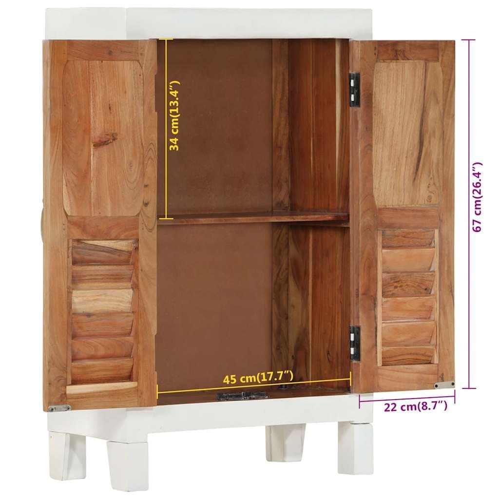 Acacia Wood Sideboard Storage Cabinet in White 55x30x90cm